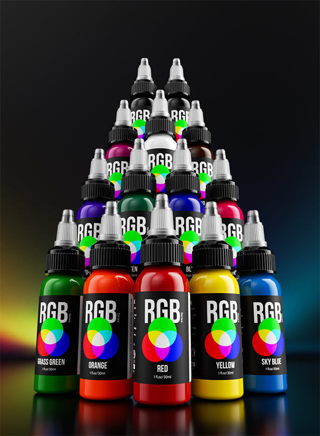 Hawink RGB Tattoo Ink Set 14 Colors and 2 Mixing Solution 1 oz(30ml)