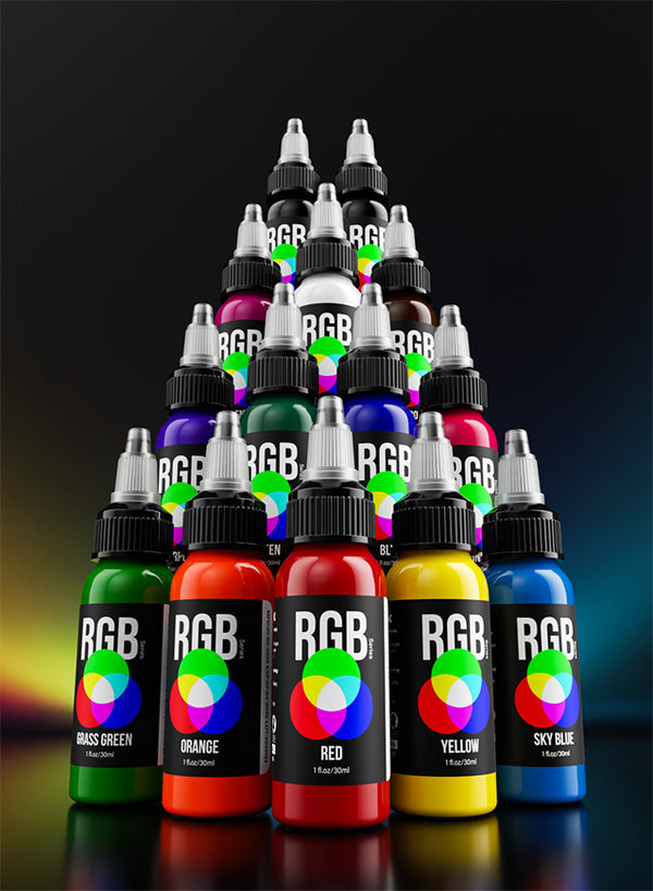 Hawink RGB Tattoo Ink Set 14 Colors and 2 Mixing Solution 1 oz(30ml)