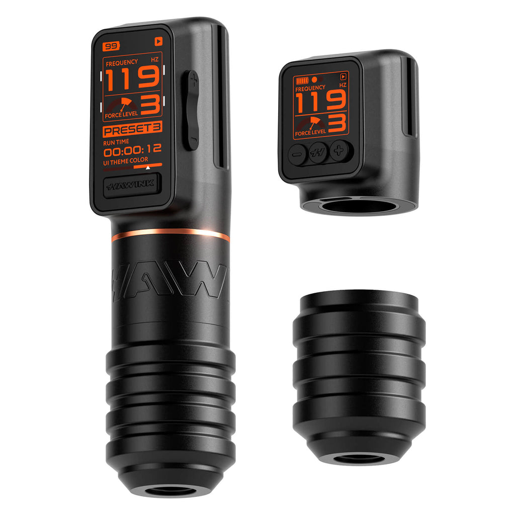 Hawink H1 Wireless Tattoo Pen Machine - Adjustable Stroke (3.5/4.0/4.5mm), Smart Color Screen, 1520mAh Battery Rotary Tattoo Machine