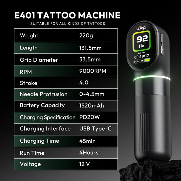 CNC AURIX Dual Battery Wireless Tattoo Machine – Stable Power for Lining, Shading & Packing