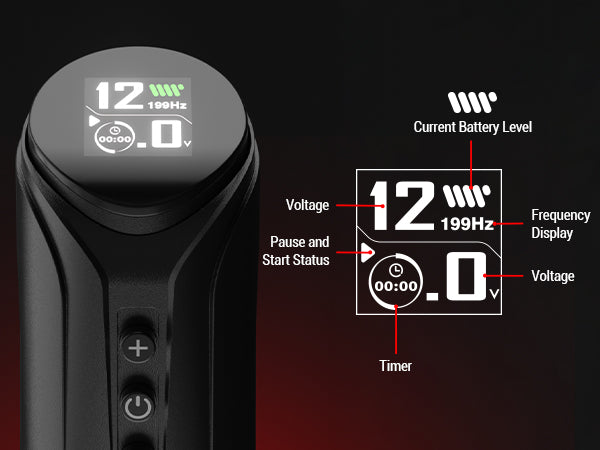 CNC KRONOS Wireless Tattoo Machine– 1900 mAh Battery, USB-C Rapid Charge, 4–12 V Adjustable & 7 Stroke