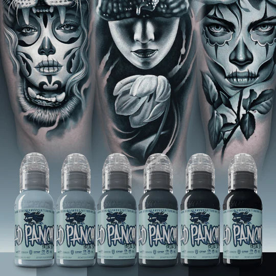 6 Color A.D. Pancho Pastel Greys Set — World Famous Tattoo Ink Secondary image