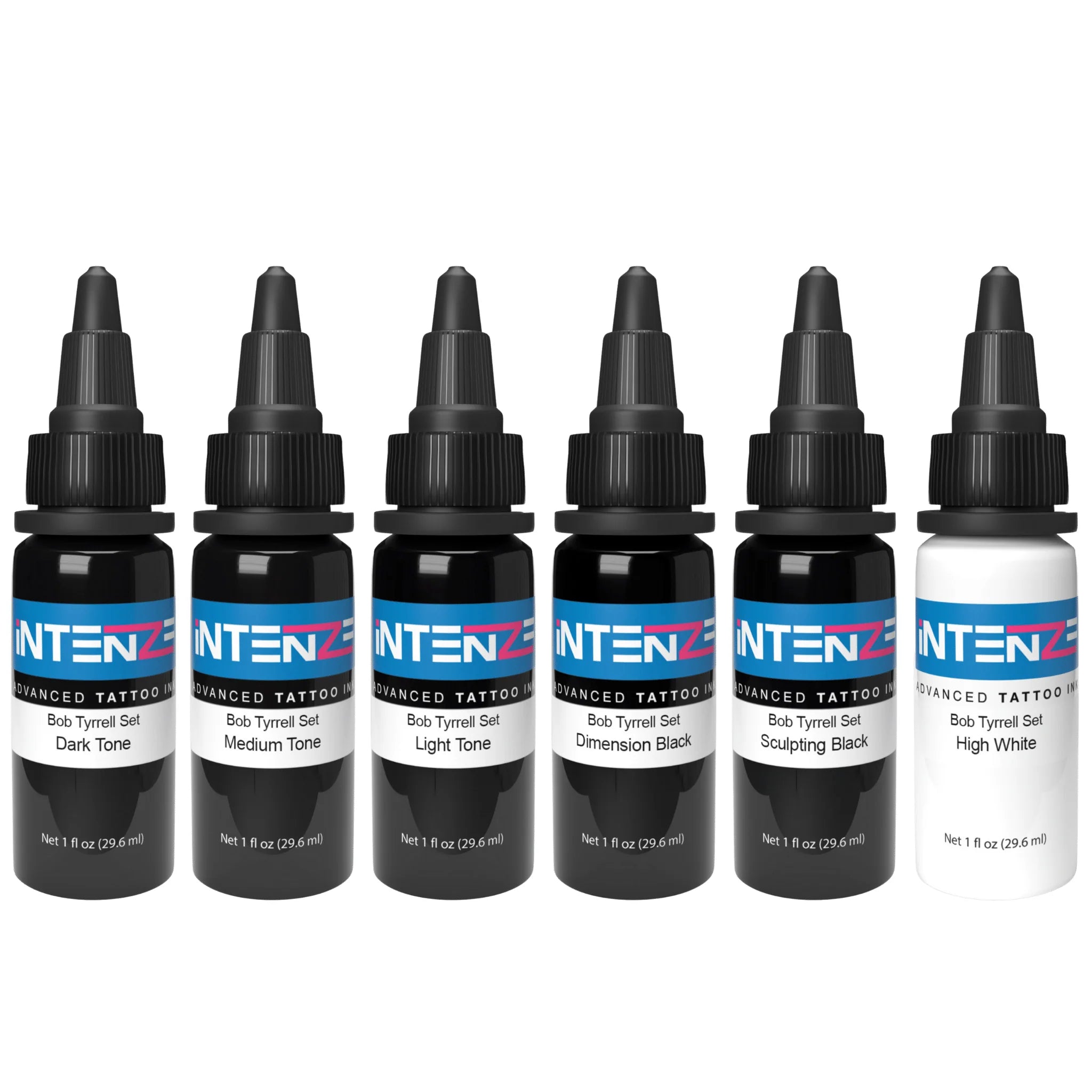 INTENZE Bob Tyrrell Advanced Black and Grey Tattoo Ink Formula Set 1oz * 6 bottles Main image