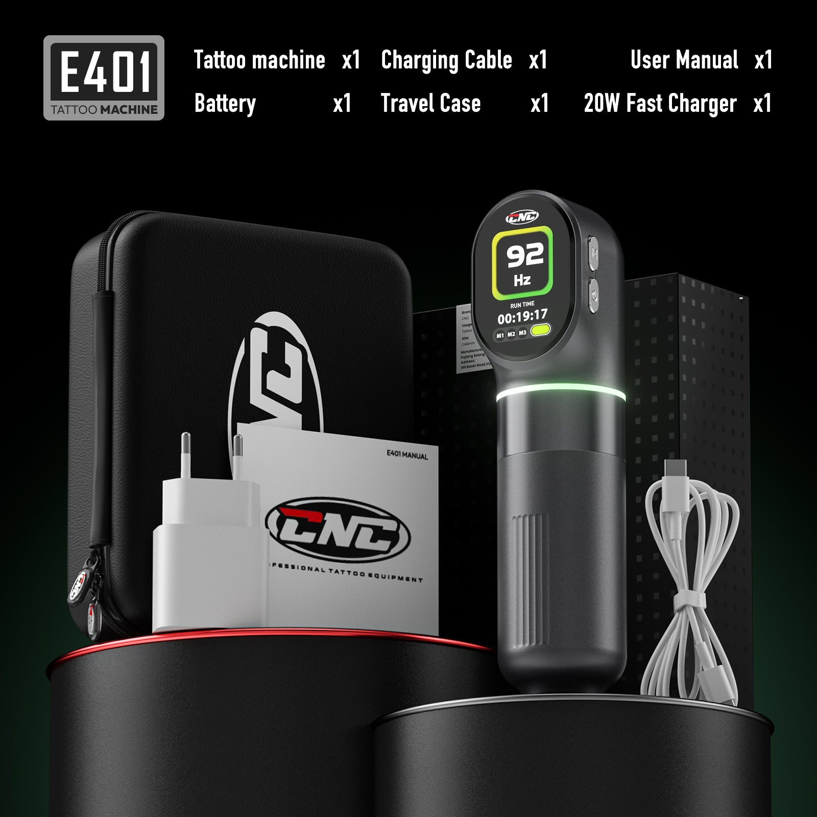 CNC AURIX Dual Battery Wireless Tattoo Machine – Stable Power for Lining, Shading & Packing