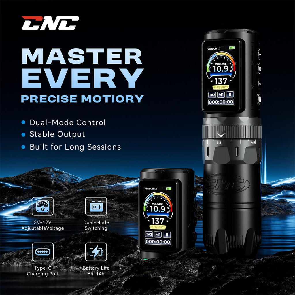 CNC VELIX Wireless Tattoo Machine – Smart Dual-Mode Tattoo & SMP Pen