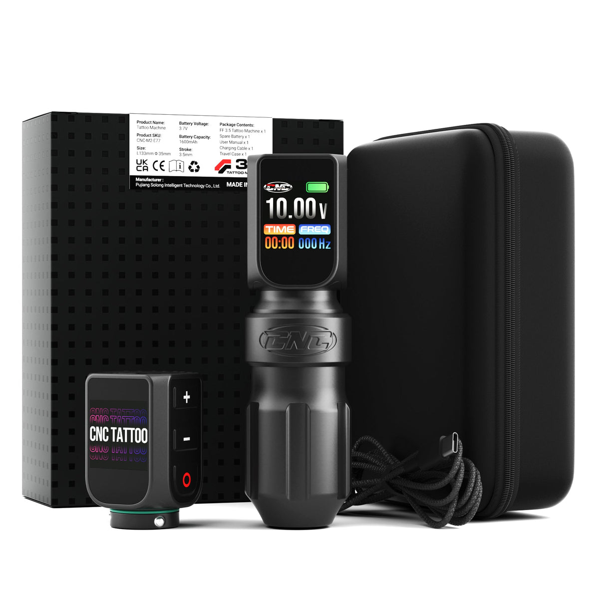 CNC E77 PRO Wireless Tattoo Pen Machine with 3200mAh Dual Batteries, LED Display, 4.0 Stroke, Coreless Motor — for Professionals & Beginners