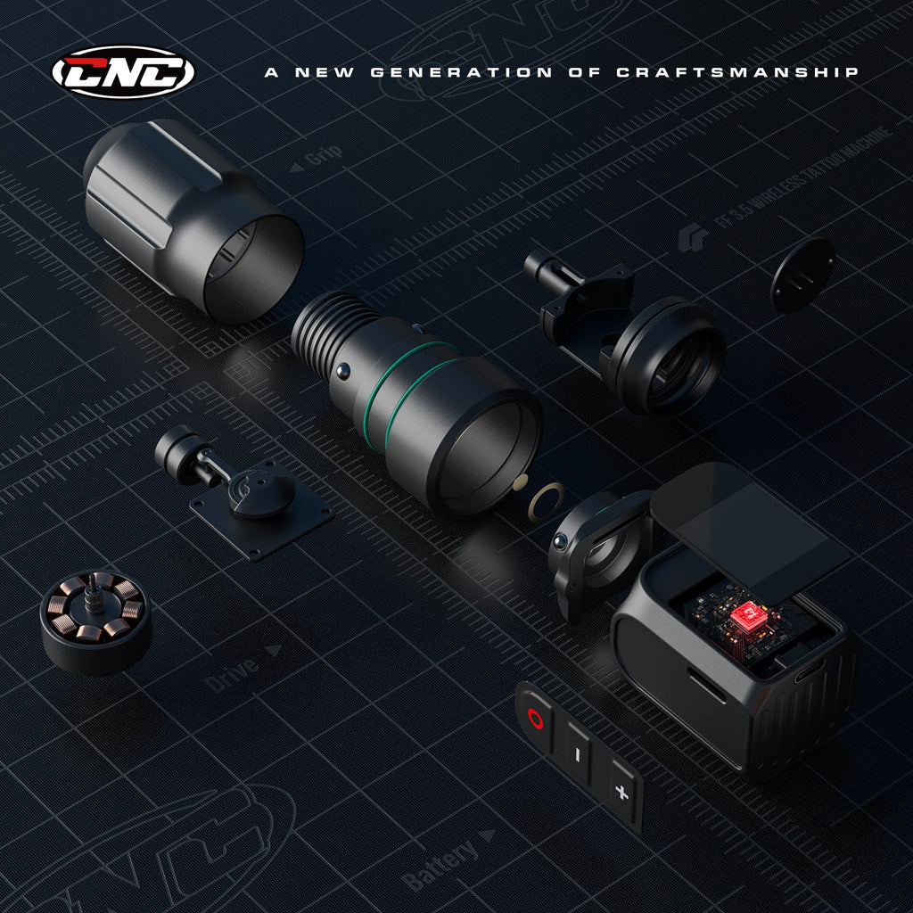 Internals of the CNC E77 PRO Wireless Tattoo Pen Machine.