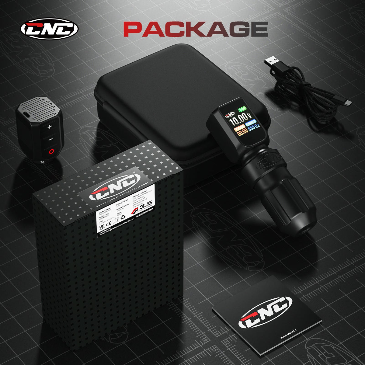 CNC E77 PRO Wireless Tattoo Pen Machine PACKAGE