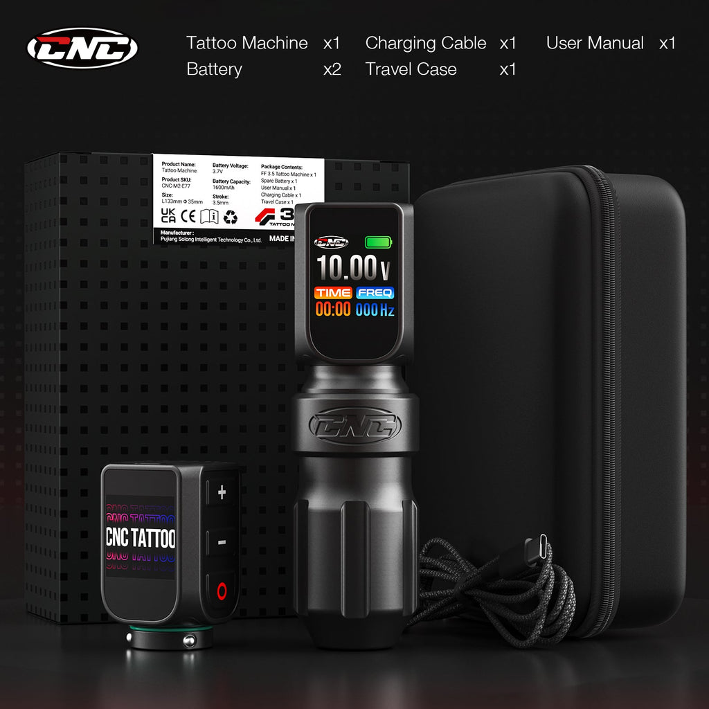 CNC E77 PRO Wireless Tattoo Pen Machine with 3200mAh Dual Batteries, LED Display, 4.0 Stroke, Coreless Motor — for Professionals & Beginners