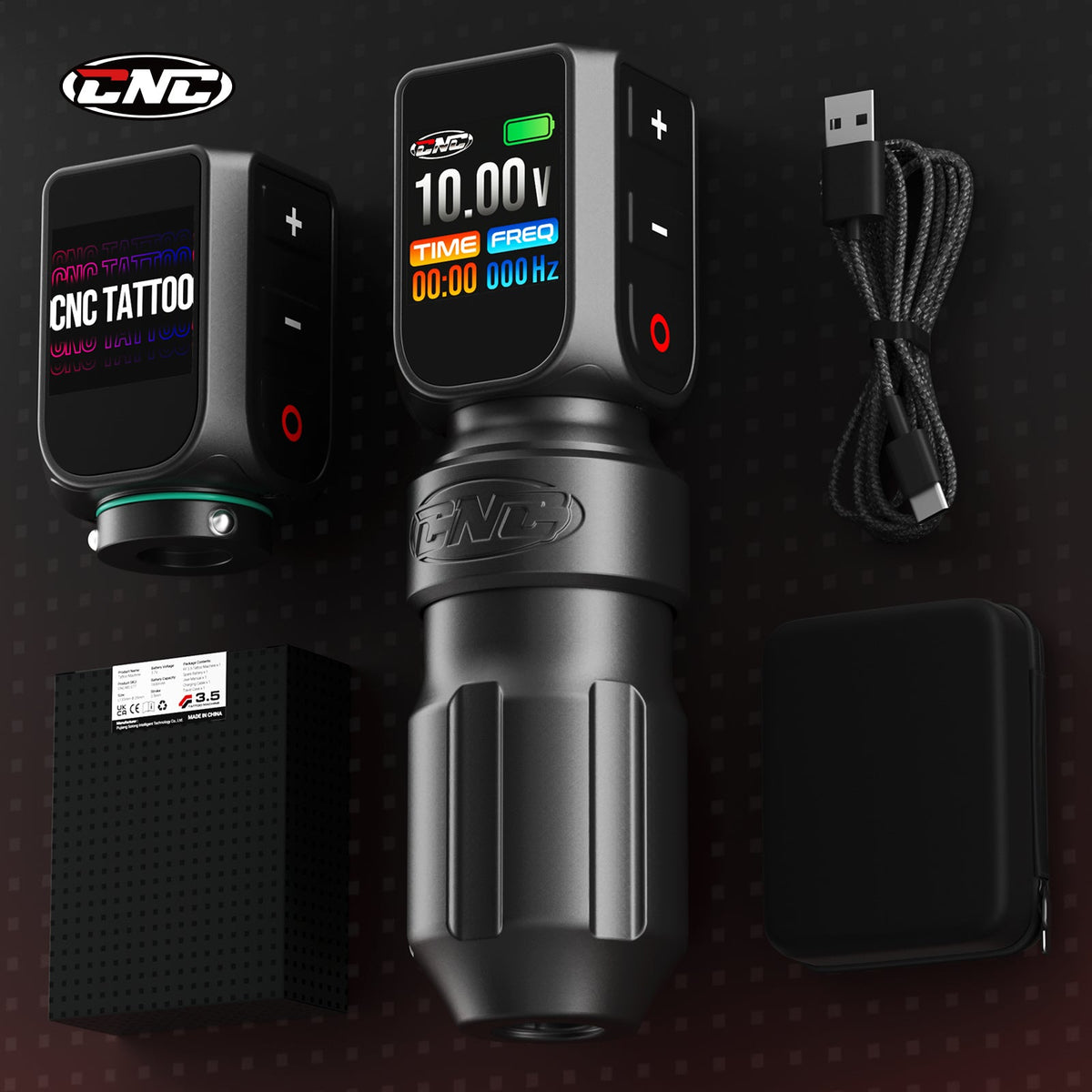 CNC E77 PRO Wireless Tattoo Pen Machine with 3200mAh Dual Batteries, LED Display, 4.0 Stroke, Coreless Motor — for Professionals & Beginners