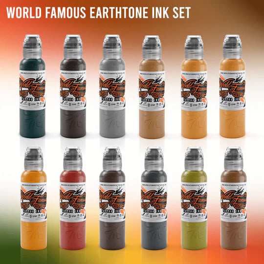 WORLD FAMOUS 12 color earth tone INK SET 1oz