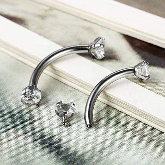 Double diamond curve bar Piercing Jewellery Secondary image