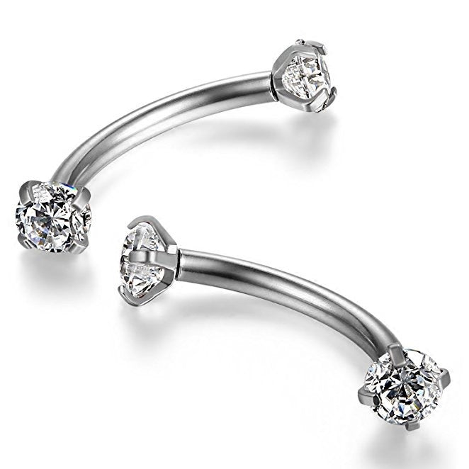 Double diamond curve bar Piercing Jewellery Main image