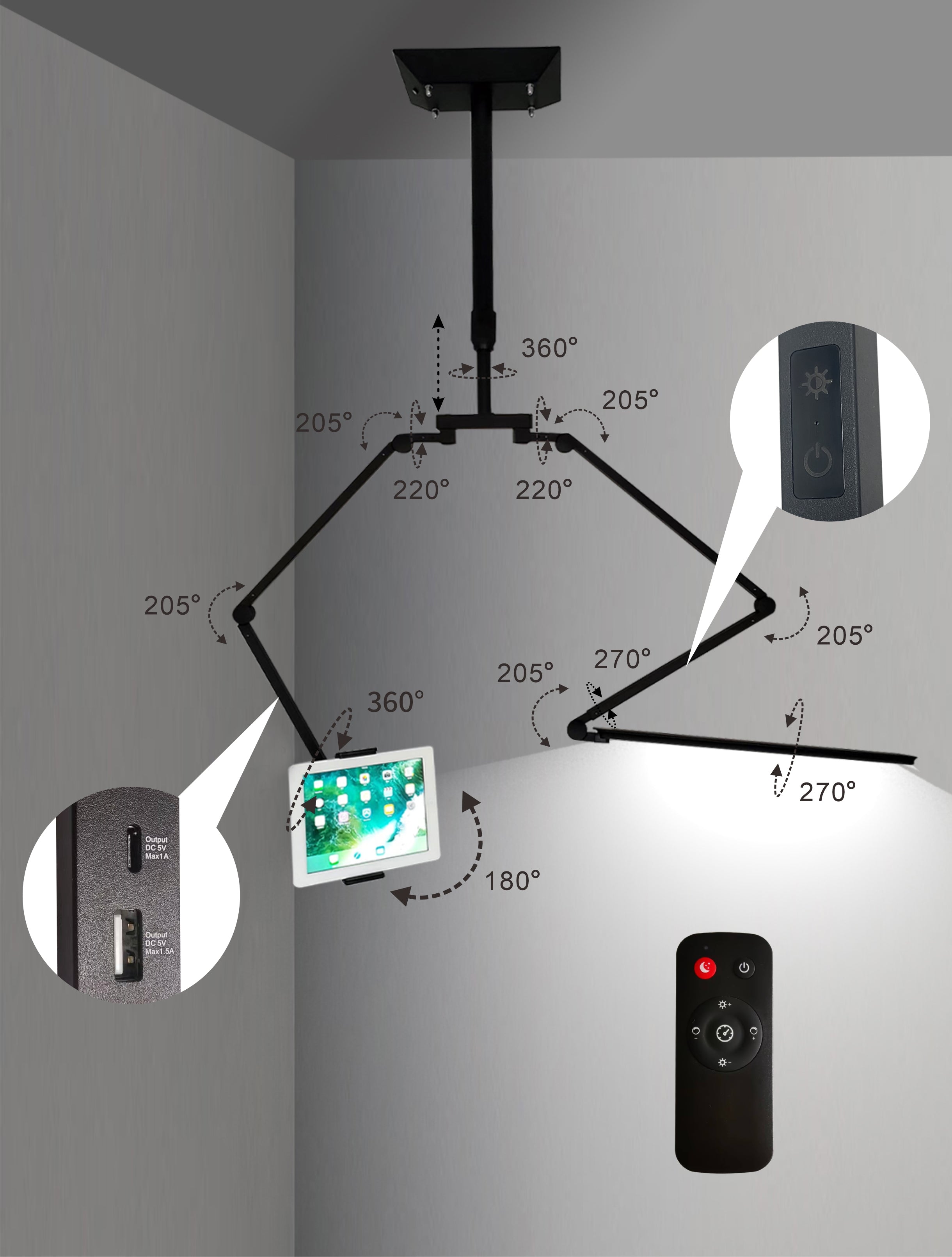 Wall/Ceiling  light & Tablet holder Main image
