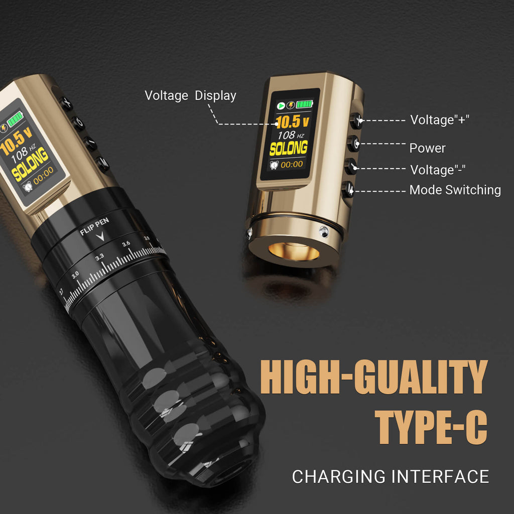 SOLONG Tattoo Machine E96 Digital Display & 7 Stroke Adjustable