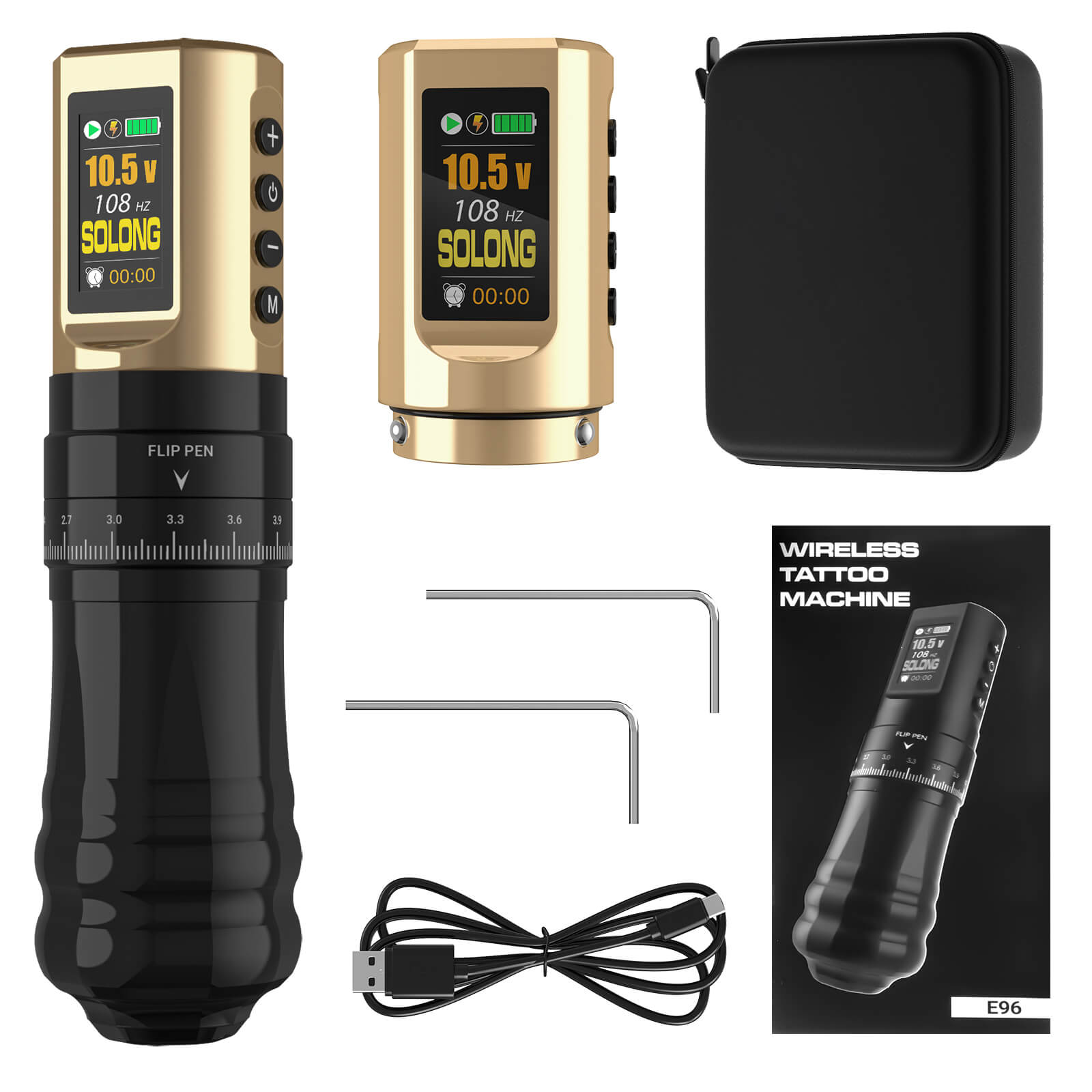 SOLONG Tattoo Machine E96 Digital Display & 7 Stroke Adjustable