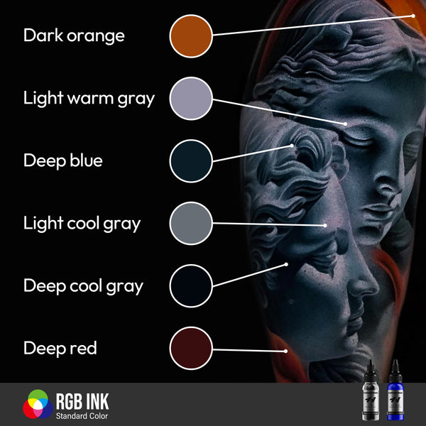 Hawink RGB Tattoo Ink Set 14 Colors and 2 Mixing Solution 1 oz(30ml)