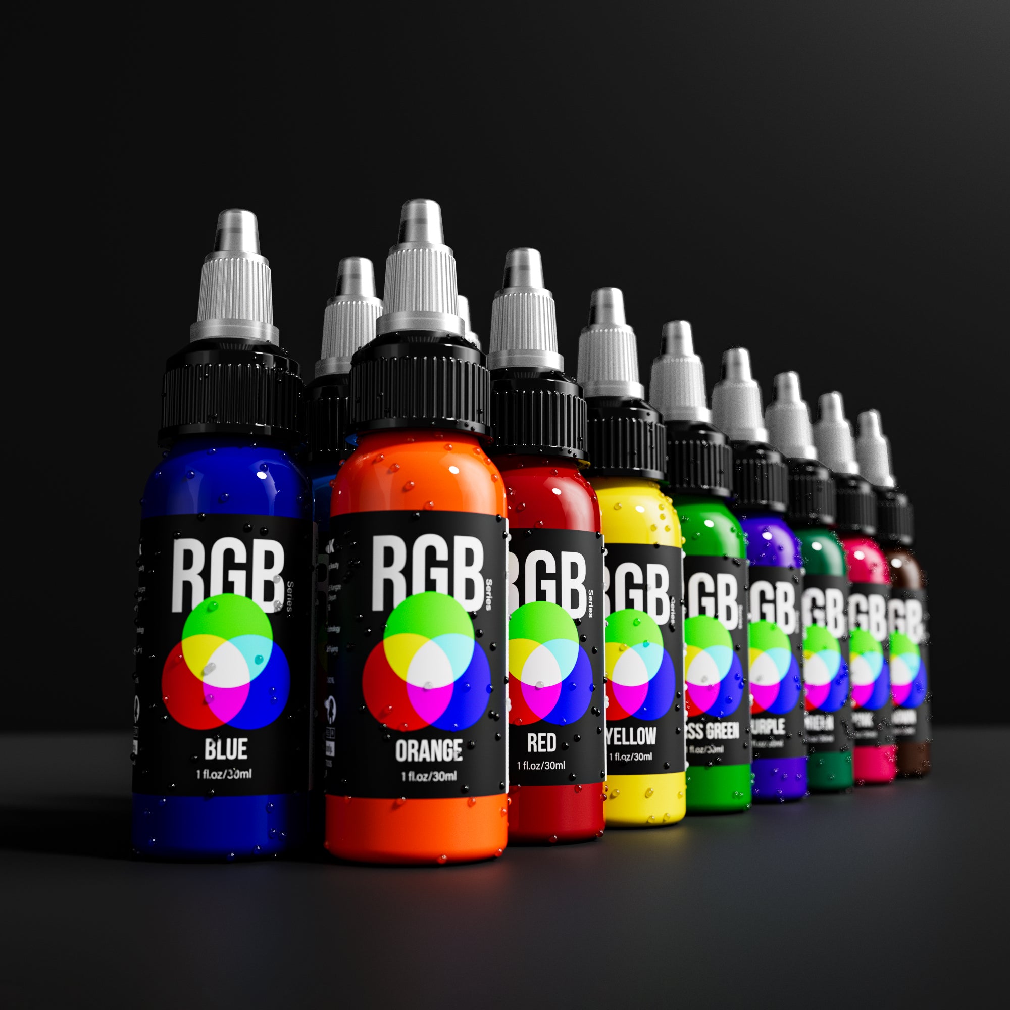 Hawink RGB Tattoo Ink Set 14 Colors and 2 Mixing Solution 1 oz(30ml)