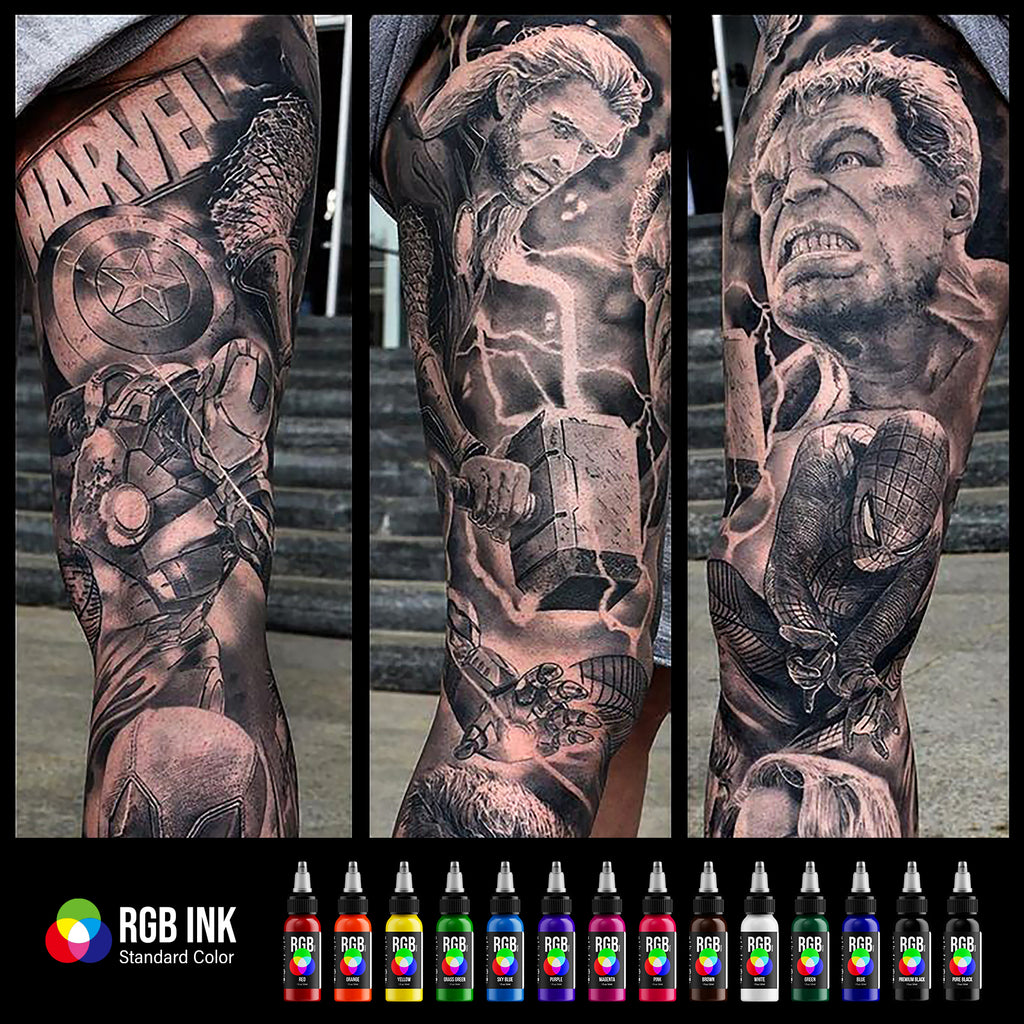 Hawink RGB Tattoo Ink Set 14 Colors and 2 Mixing Solution 1 oz(30ml)
