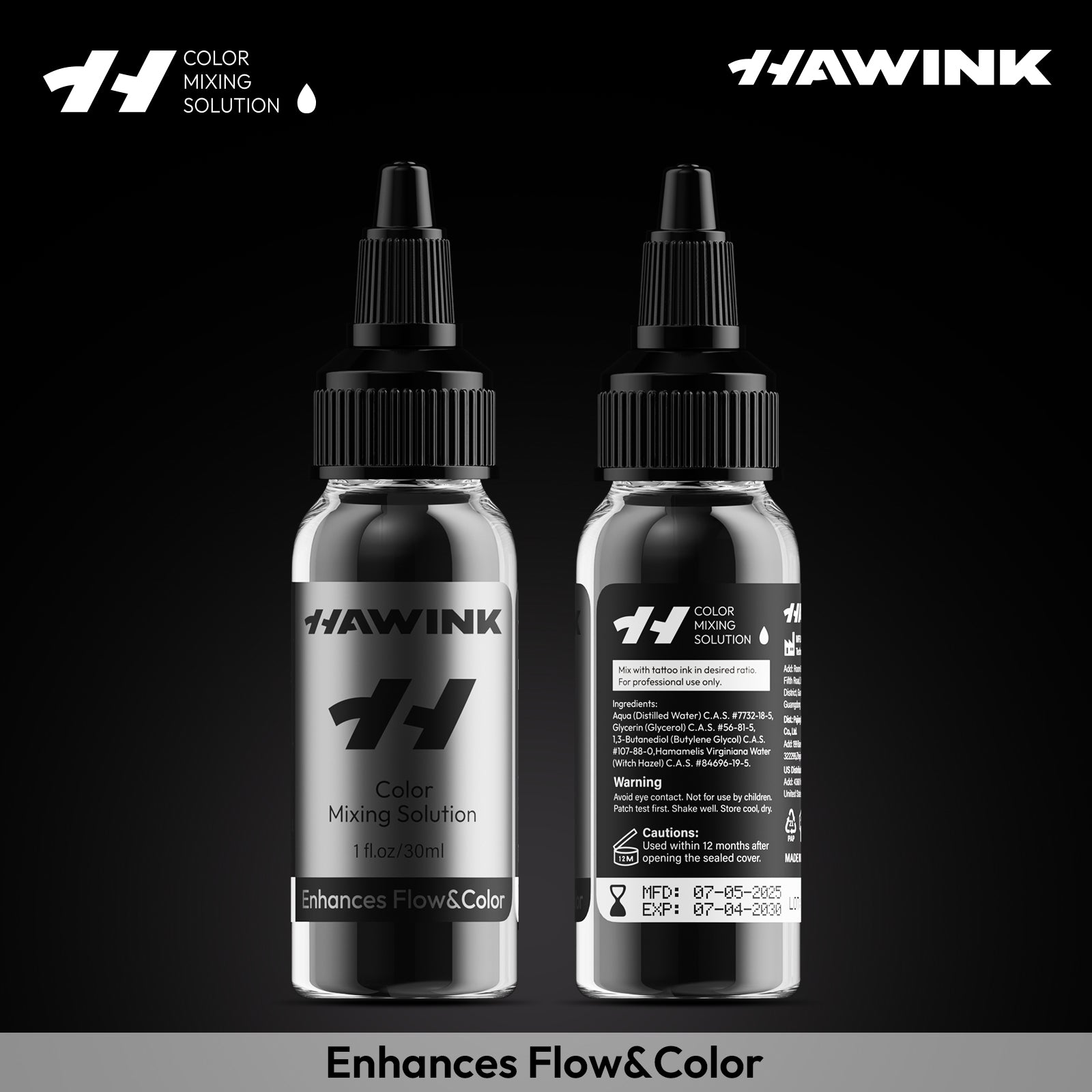 Hawink RGB Tattoo Ink Set 14 Colors and 2 Mixing Solution 1 oz(30ml)