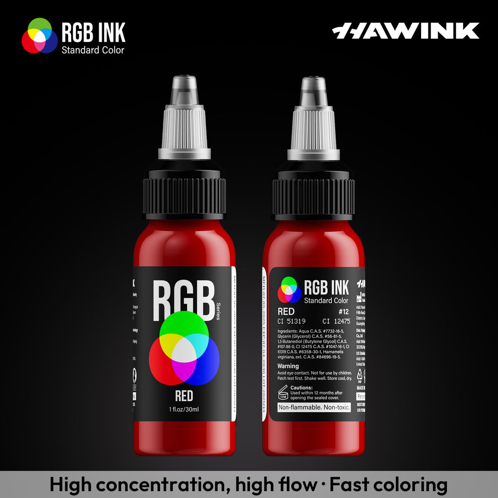 Hawink RGB Tattoo Ink Set 14 Colors and 2 Mixing Solution 1 oz(30ml)