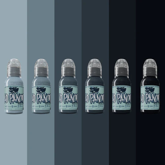 6 Color A.D. Pancho Pastel Greys Set — World Famous Tattoo Ink