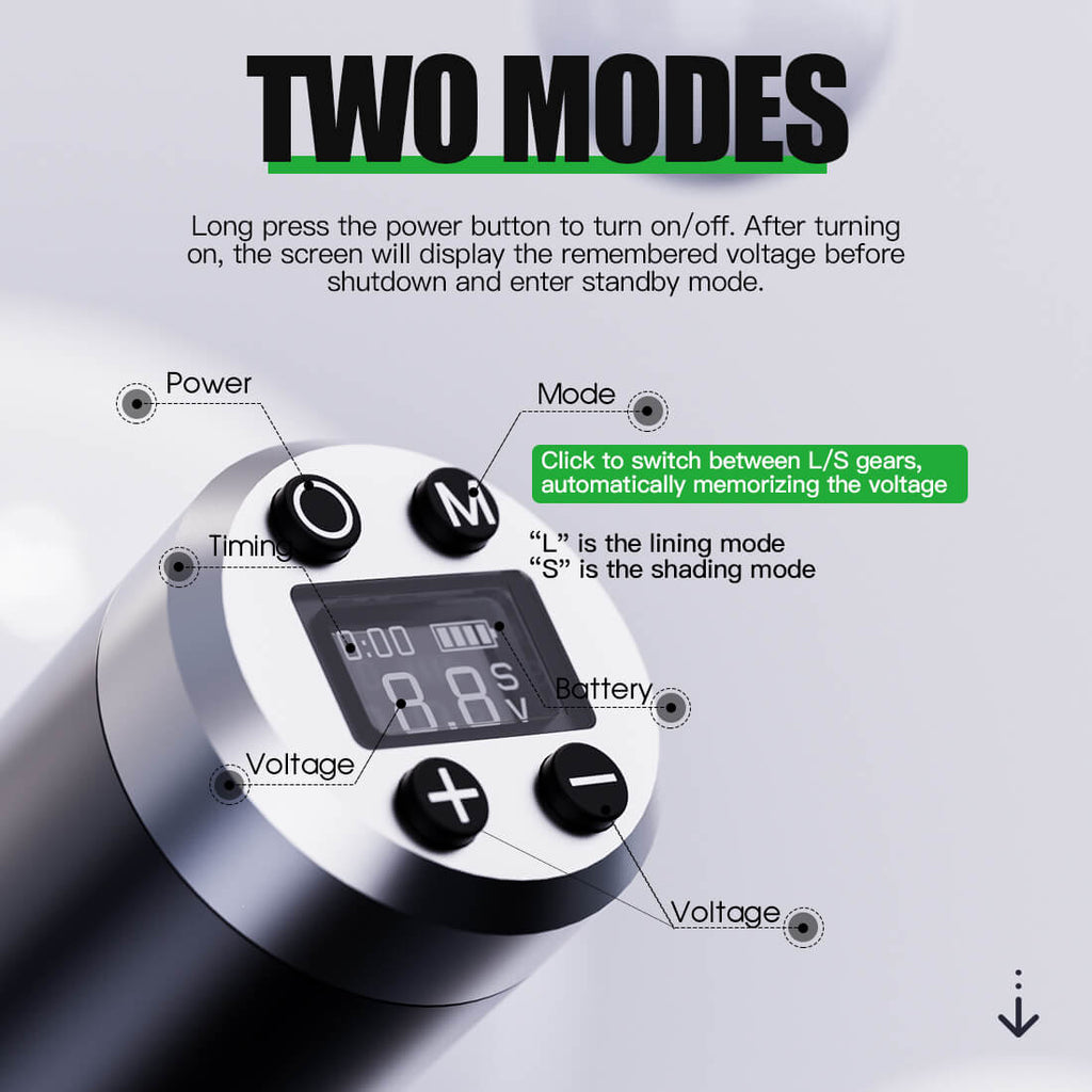 Dragonhawk Wireless Tattoo Pen Machine with 7 Stroke Length | Fold 3 | double battery