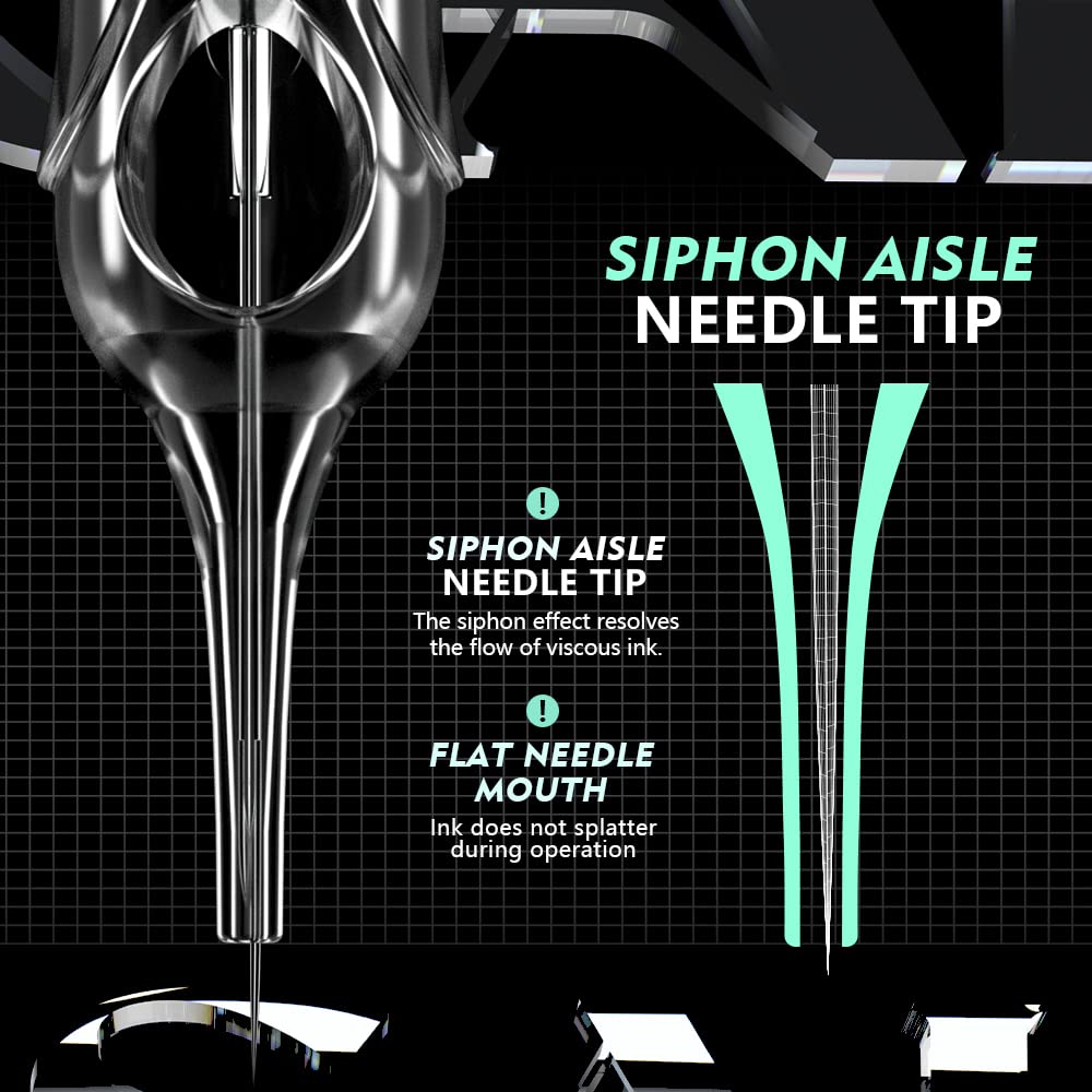 Sai PMU cartridge tip close-up, showing siphon aisle for viscous ink flow and flat needle mouth preventing splatter.