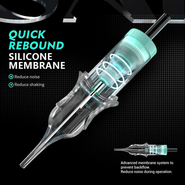 Sai PMU cartridge cutaway, showing quick rebound silicone membrane to reduce noise, shaking, and prevent backflow.